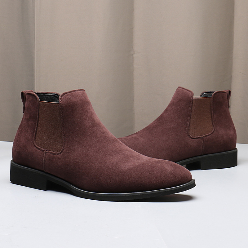 Bottines Chelsea rétro en daim pour hommes de style britannique
