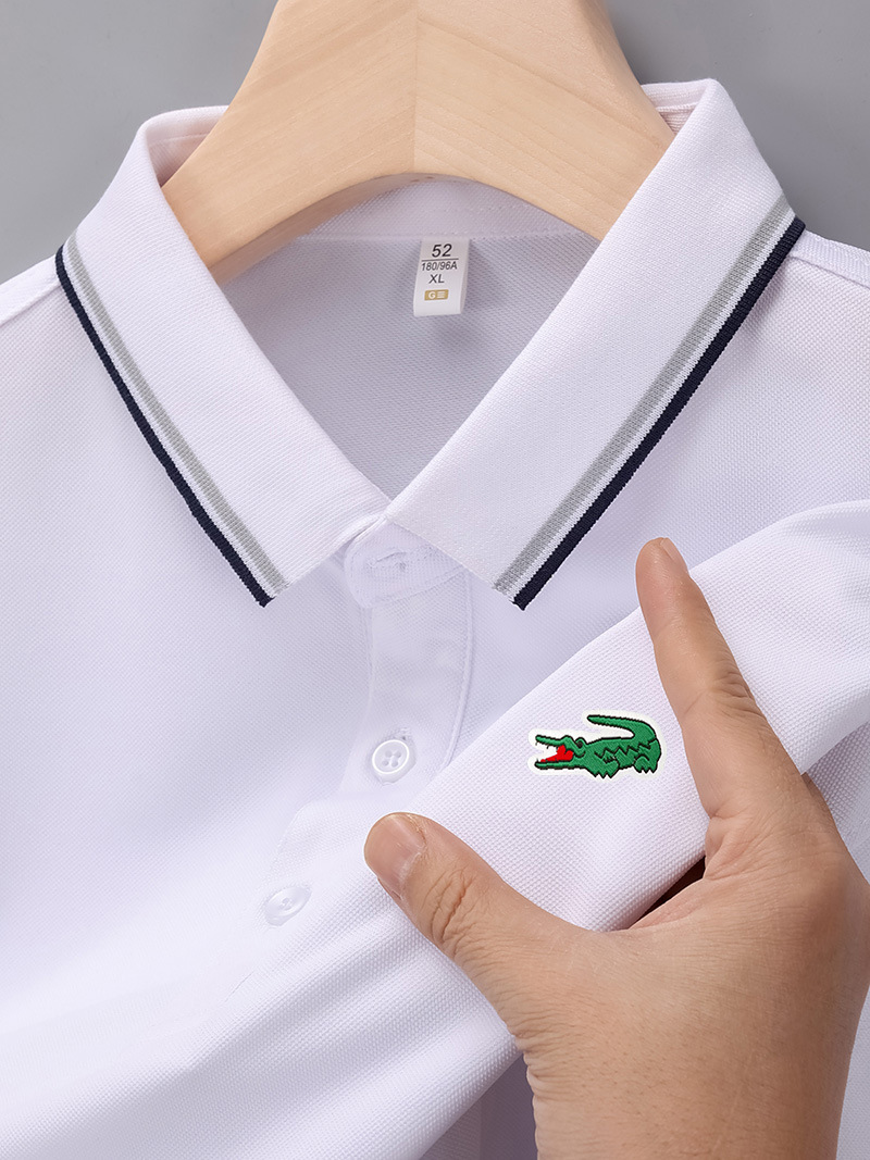 Broderie crocodile – Polo homme estival, élégant et décontracté pour les affaires