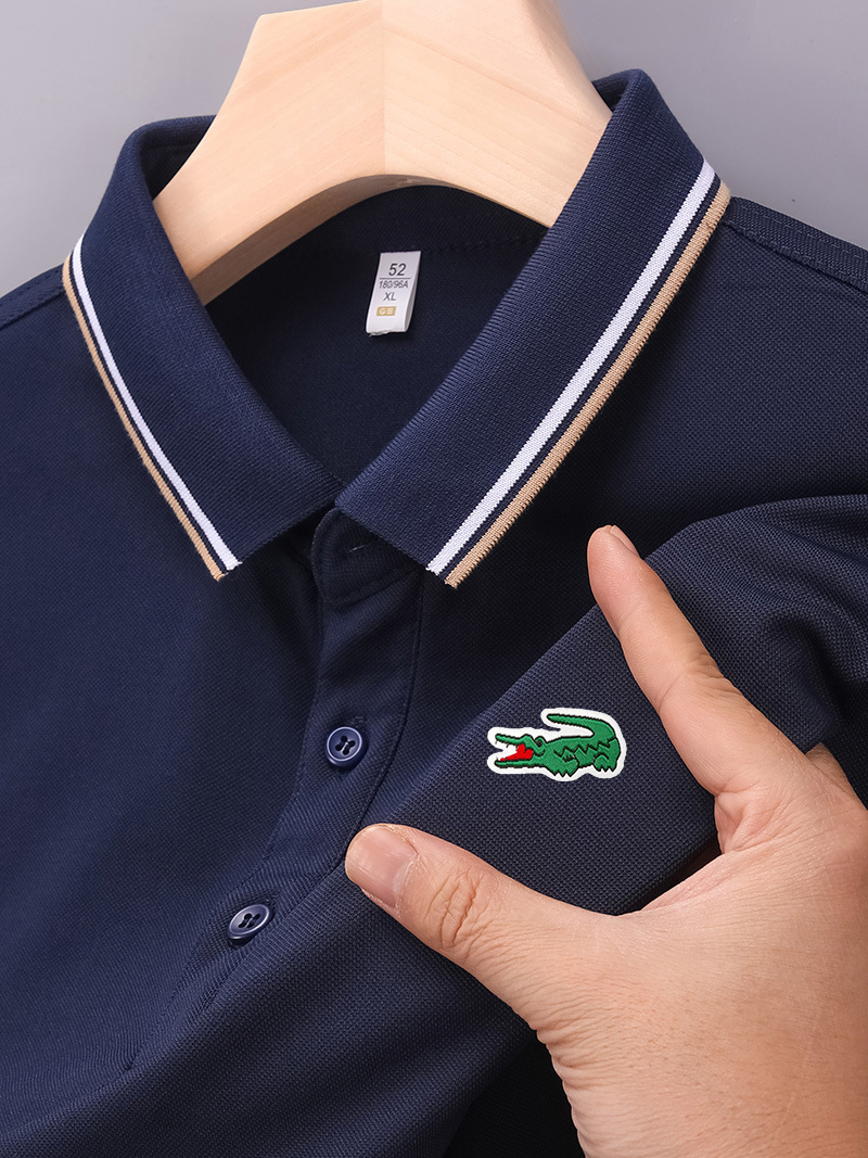 Broderie crocodile – Polo homme estival, élégant et décontracté pour les affaires