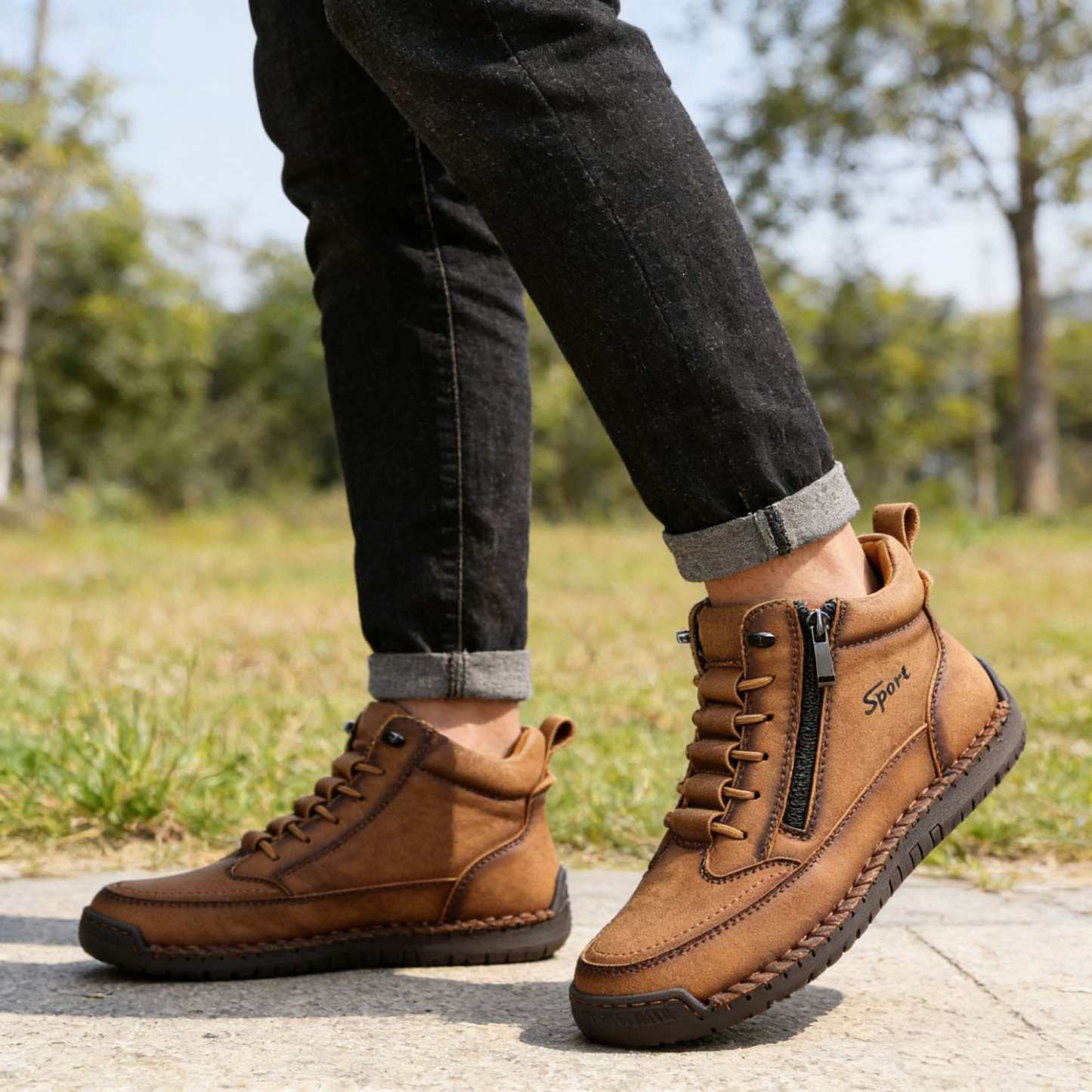 [Copy]Bottes décontractées en cuir pour hommes – Confortables pour la marche et la conduite (‑70% Offre Limitée)