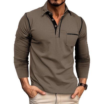 Heren T-shirt polo met lange mouwen, casual stijl