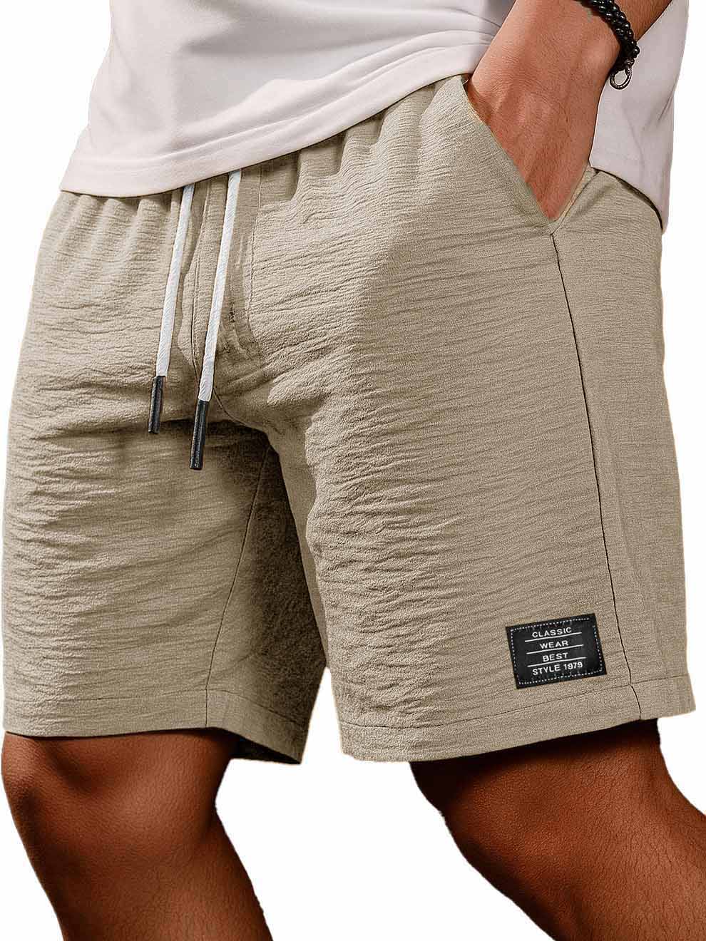 Men's Casual Daily Pleated Fabric Embroidered Logo Pocket Shorts