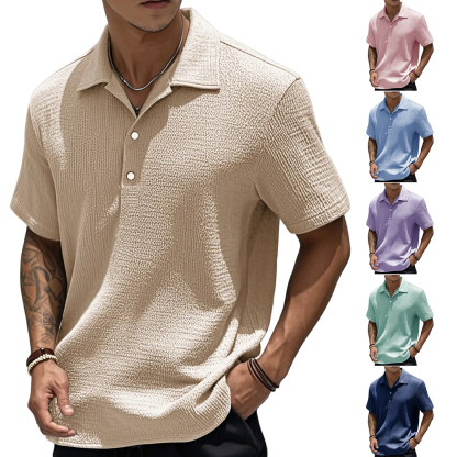 🌈2025 Nouvelle chemise de travail décontractée unie à col polo à manches courtes