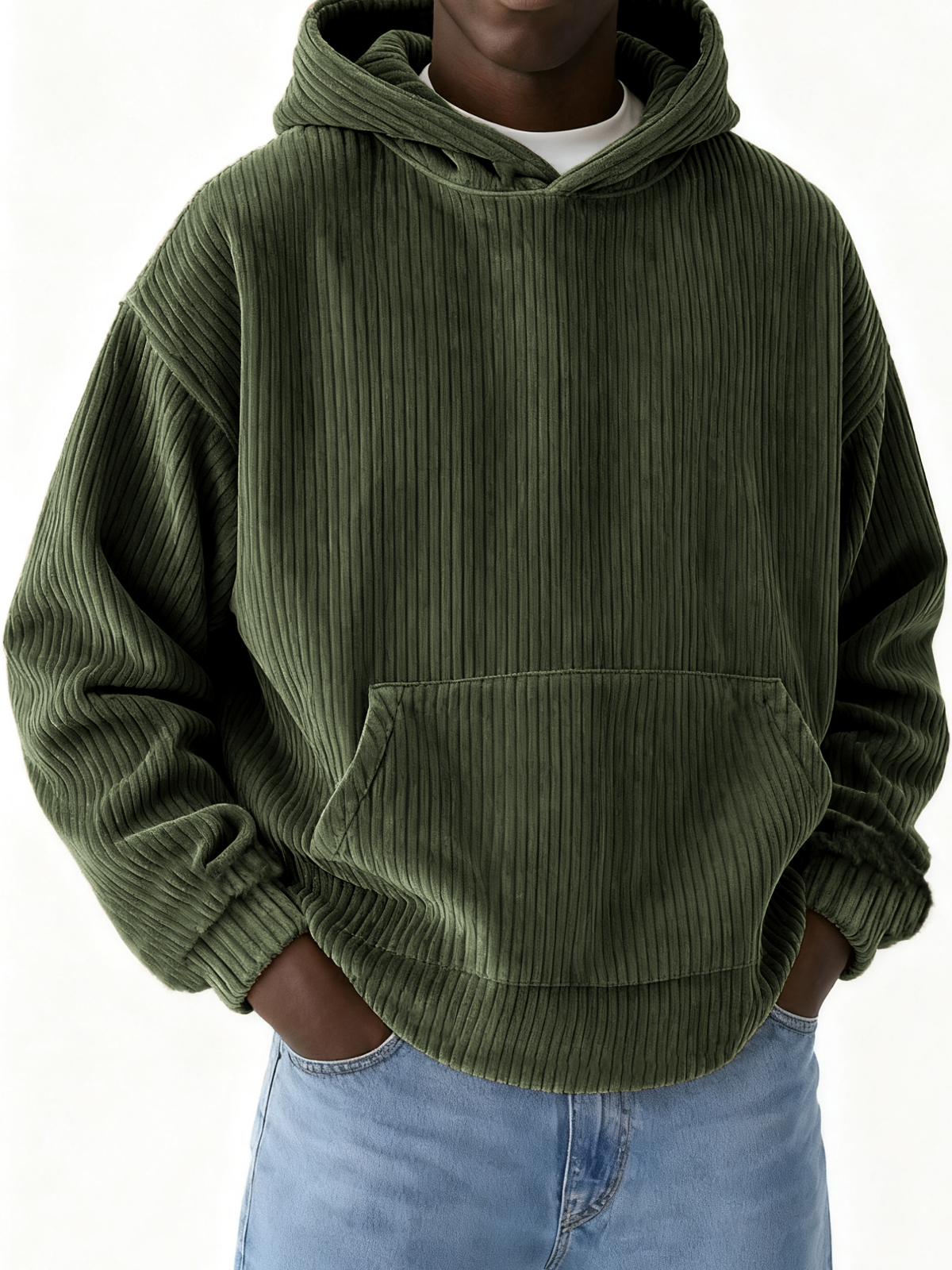 Heren basic casual corduroy hoodie