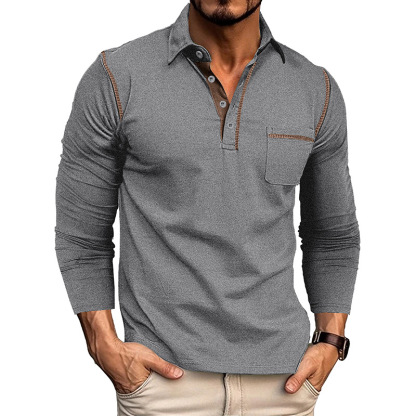 Heren T-shirt polo met lange mouwen, casual stijl