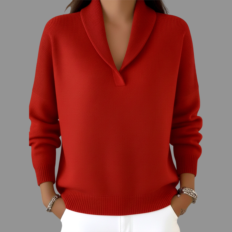 Last Day 70% Off - Elegant 80s Shawl Collar Solid Color Pullover Sweater Top