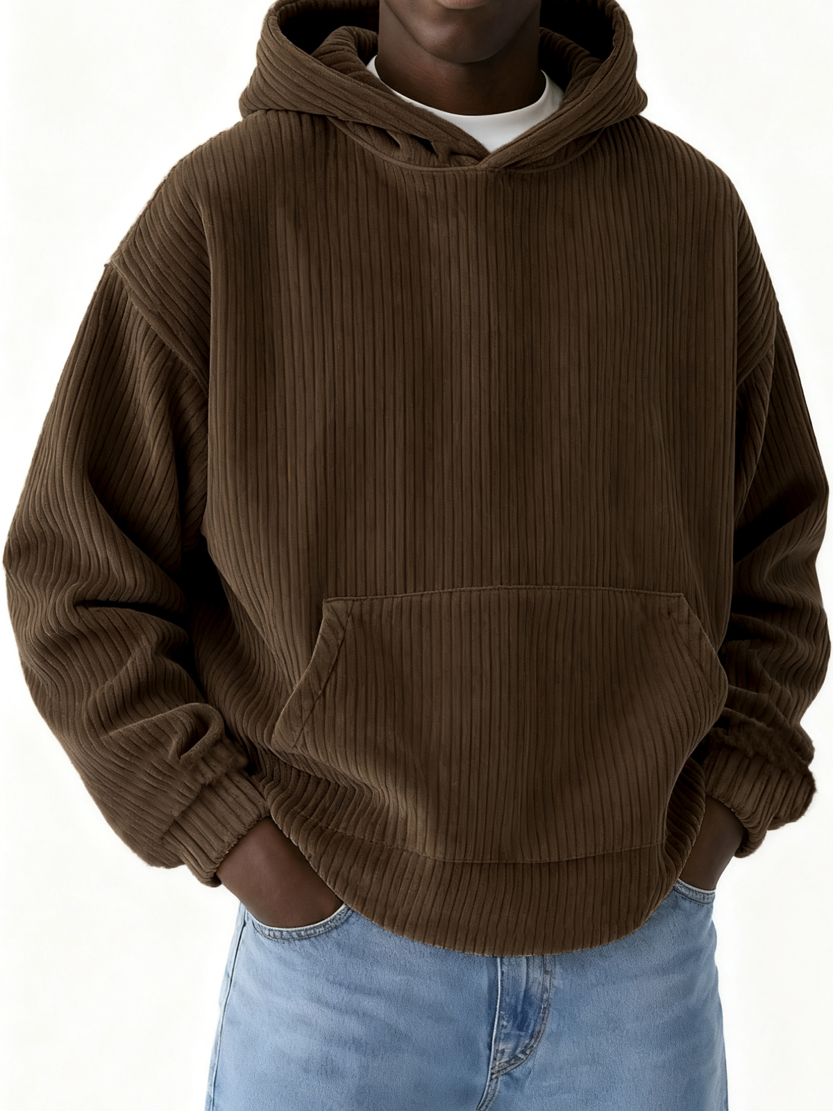 Heren basic casual corduroy hoodie