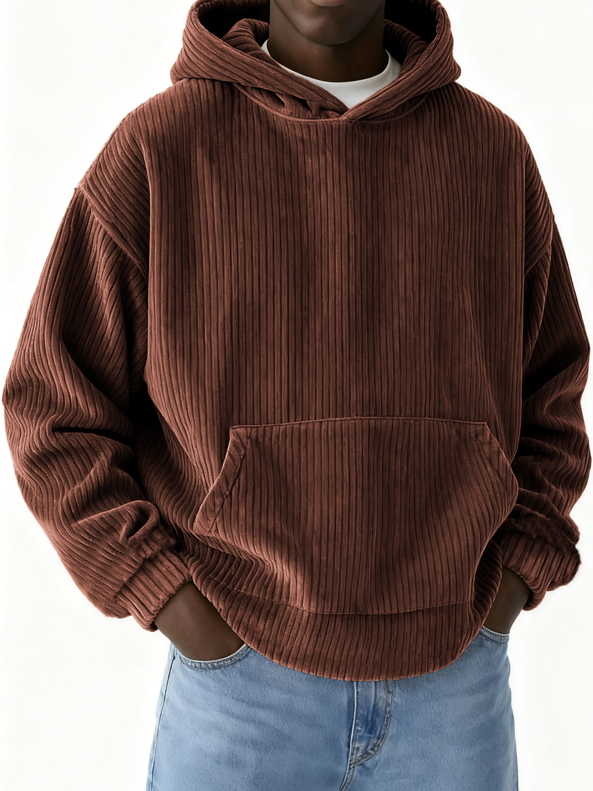 Heren basic casual corduroy hoodie
