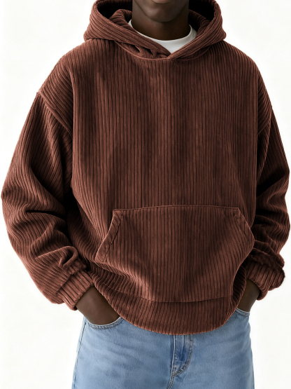 Heren basic casual corduroy hoodie