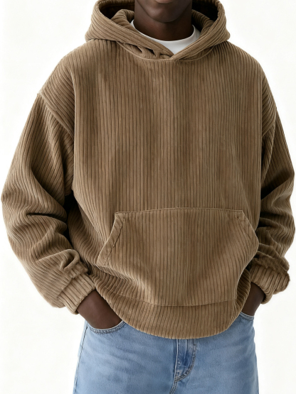 Heren basic casual corduroy hoodie