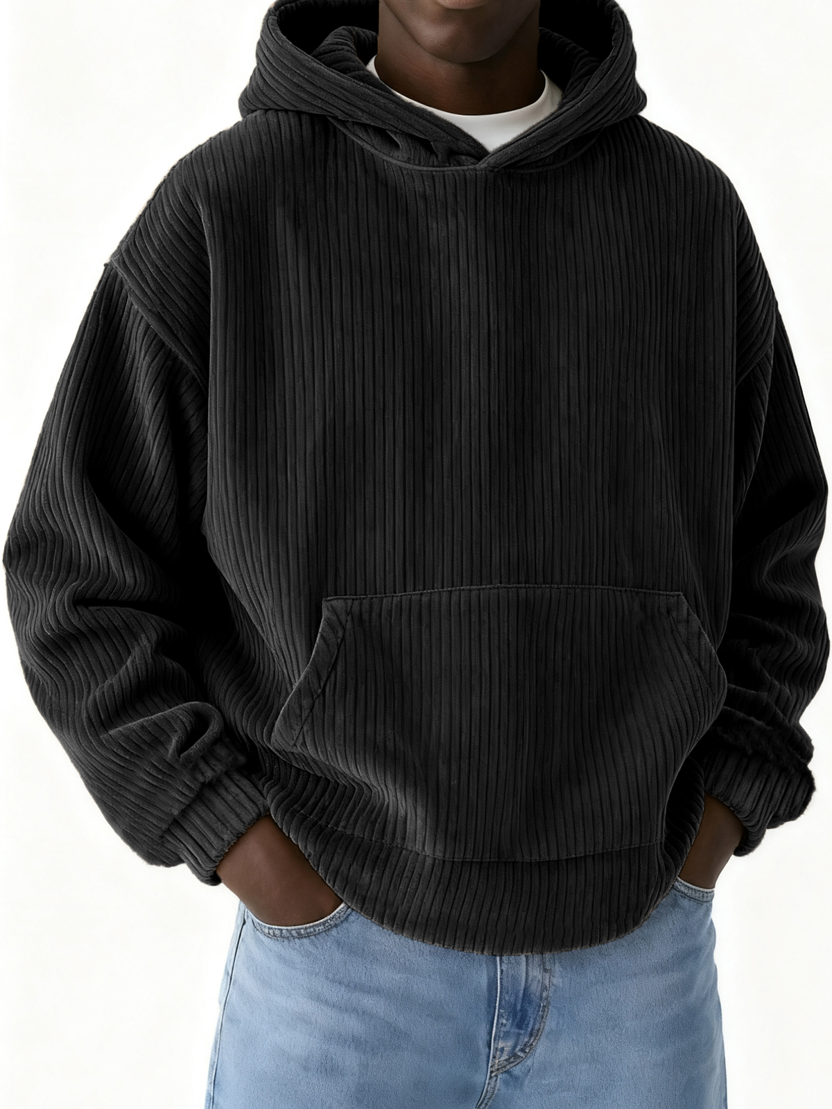 Heren basic casual corduroy hoodie