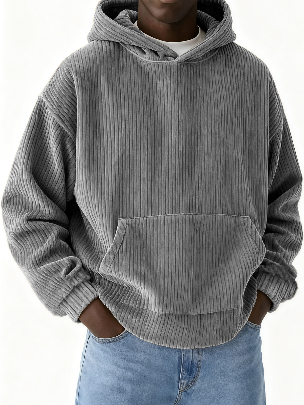 Heren basic casual corduroy hoodie