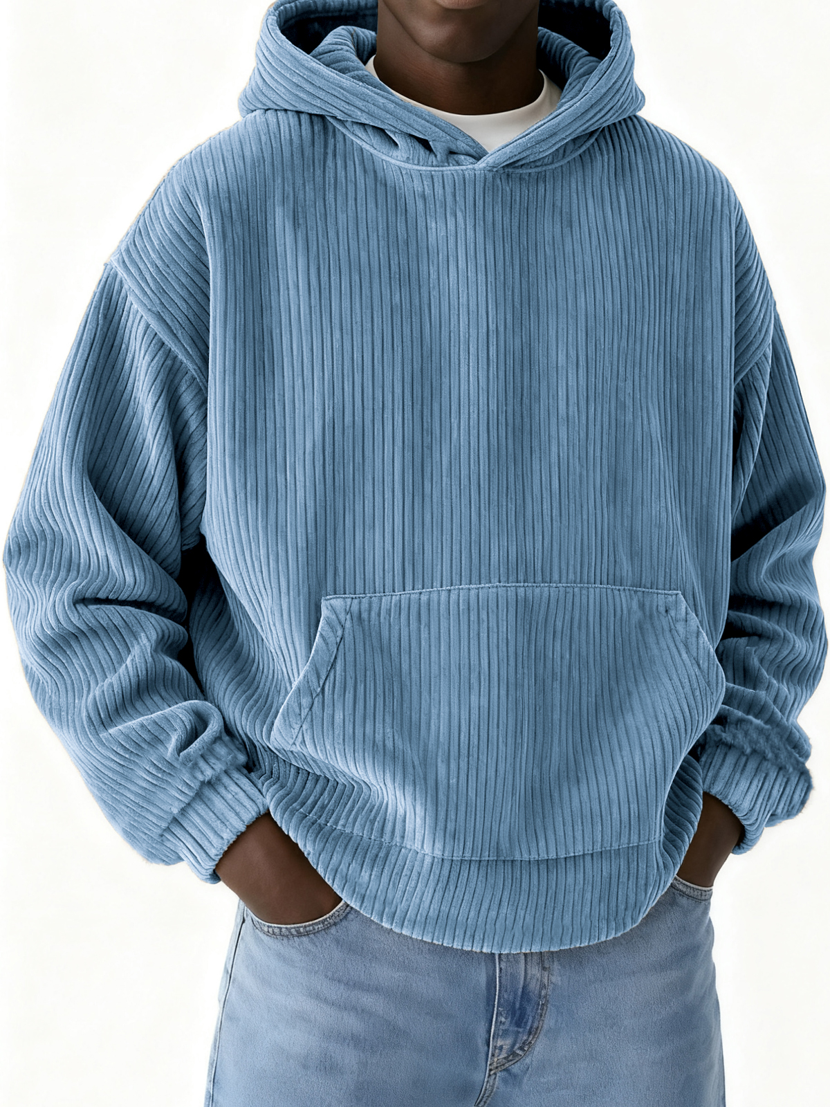 Heren basic casual corduroy hoodie