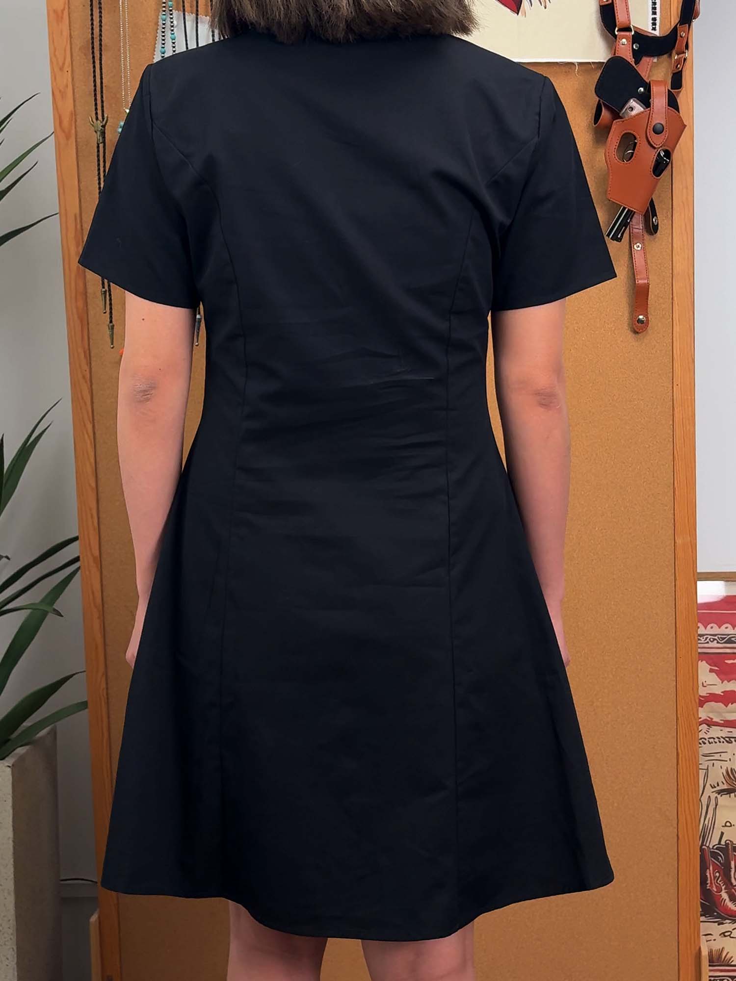 [Broderie] Tête de Corbeau Squelette et Fleur - Robe 100% Coton avec Double Poche