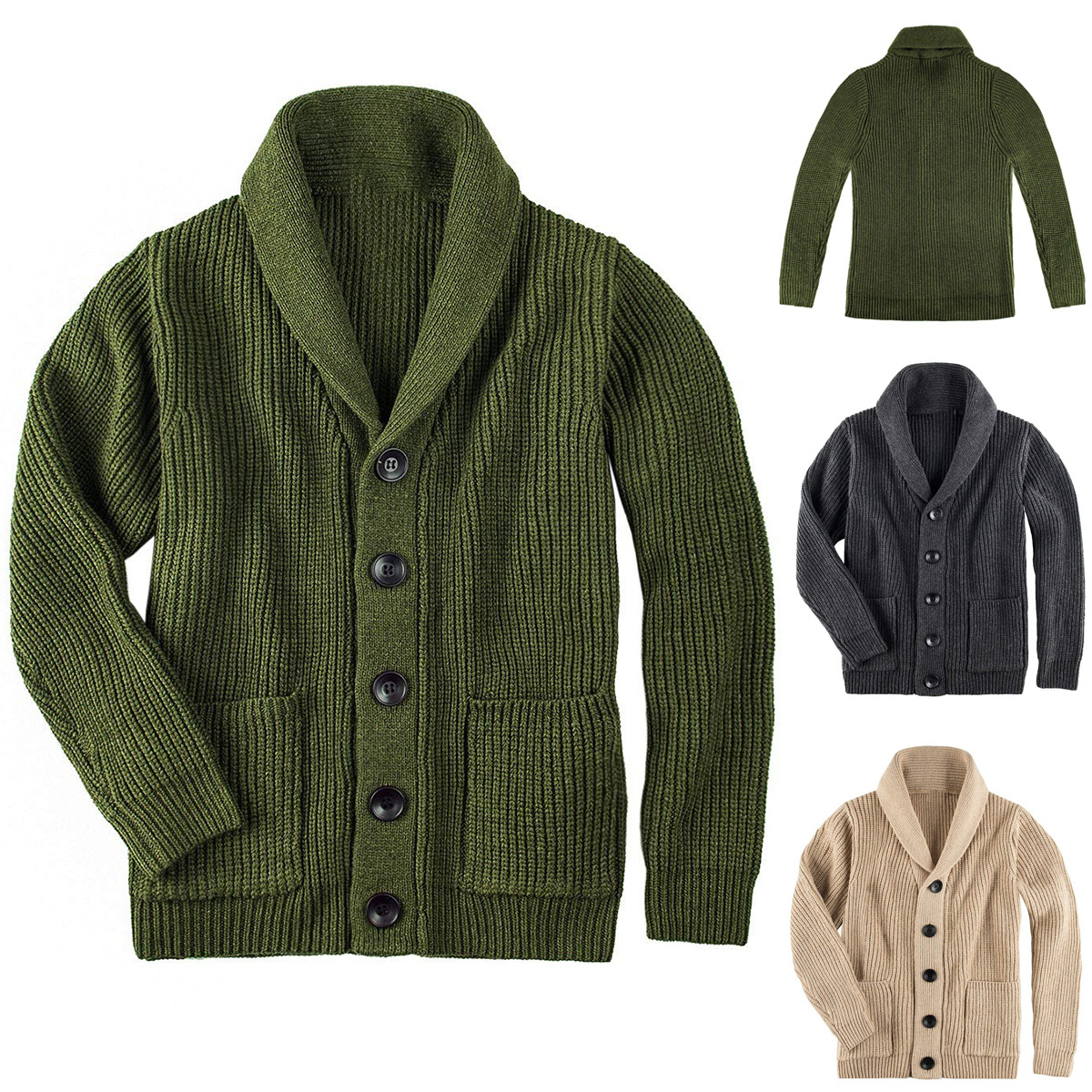 Gebreide Casual Cardigan voor Mannen - Britse Stijl Trui Jas