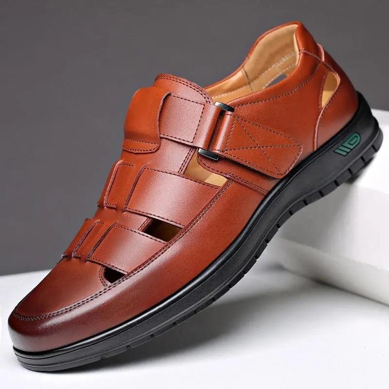 Leren casual sandalen voor mannen - Questy