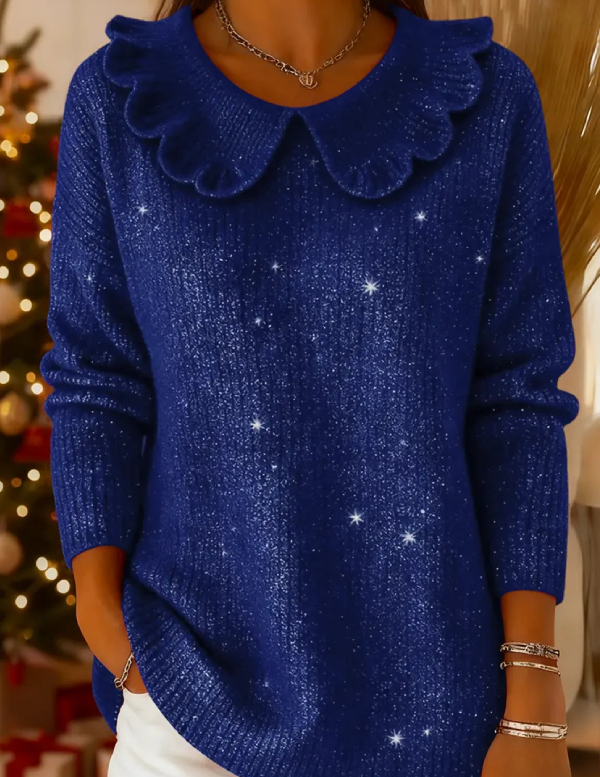 🎄 NIEUWE PRODUCTEN ❄️Elegante trui in jaren '80 stijl met sjaalkraag en strik, effen kleur