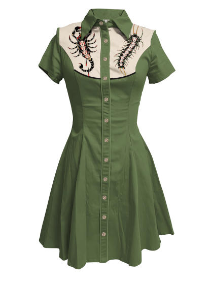 Scorpion, Duizendpoot en Meisje stijl Western - Jurk 100 % katoen
