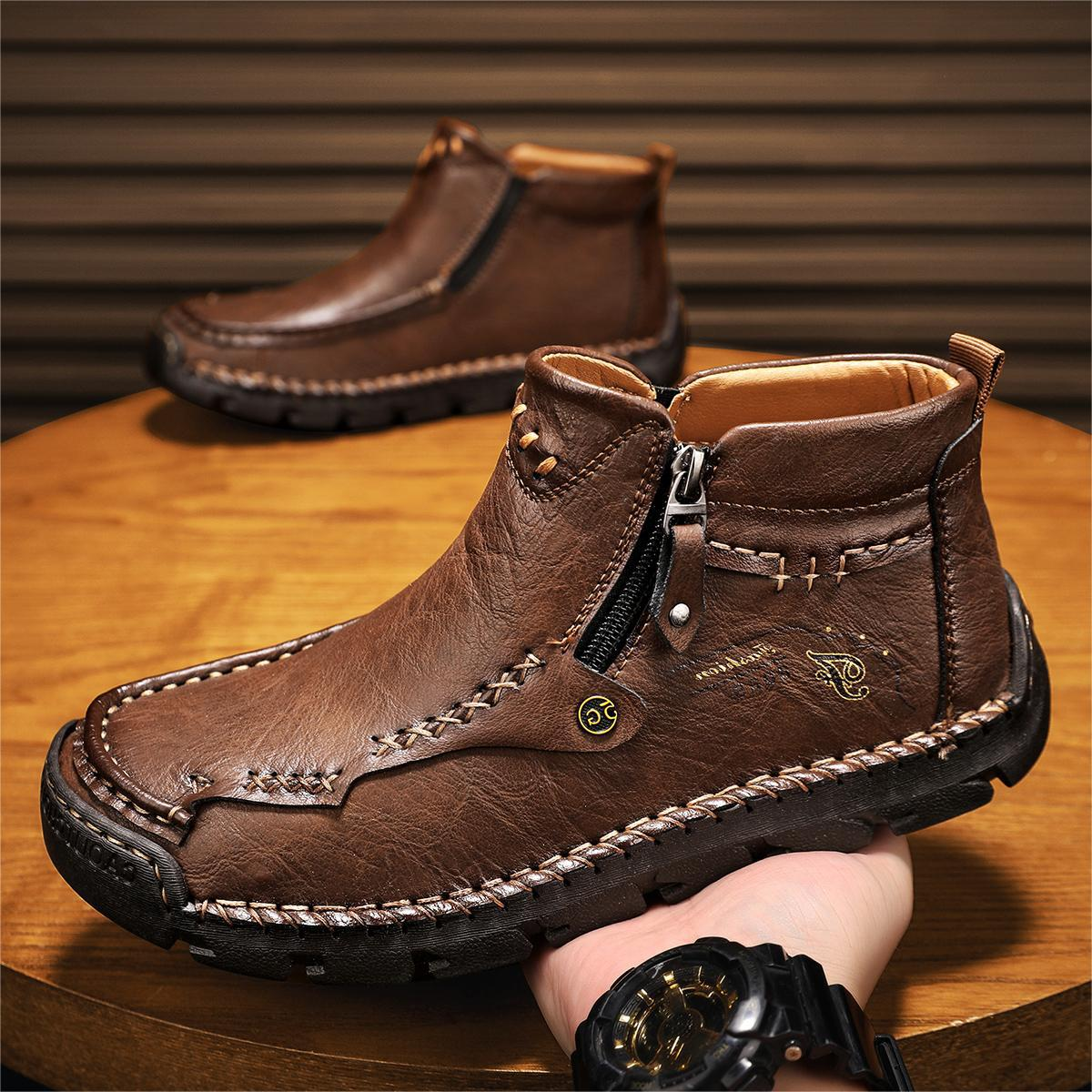 (🔥BLACK FRIDAY SALE - 70% OFF)Men's Casual Handmade Leather Boots - Prevent Foot Diseases