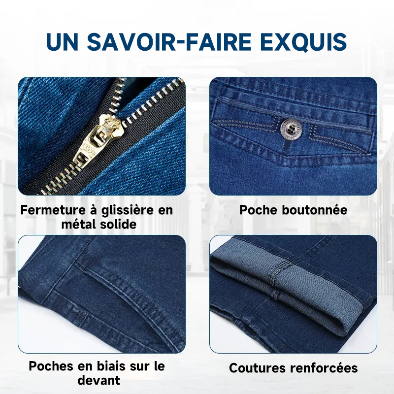 Mainine Dad Jeans - Jean Homme Taille Haute Coupe Droite Stretch