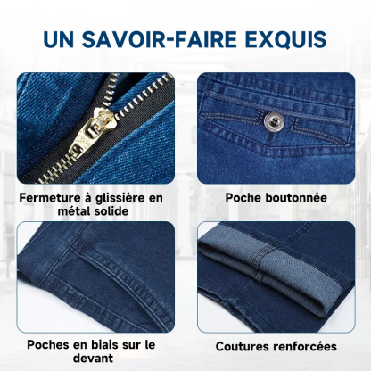 Mainine Dad Jeans - Jean Homme Taille Haute Coupe Droite Stretch