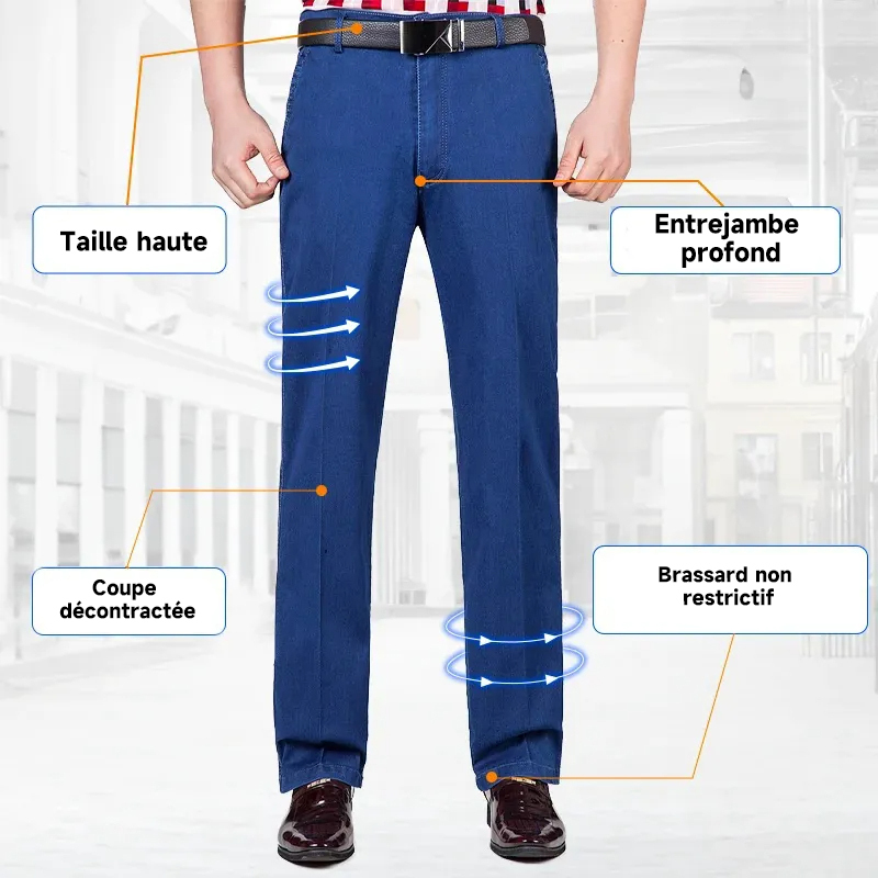 Mainine Dad Jeans - Jeans voor Mannen Hoge Taille Rechte Pasvorm Stretch