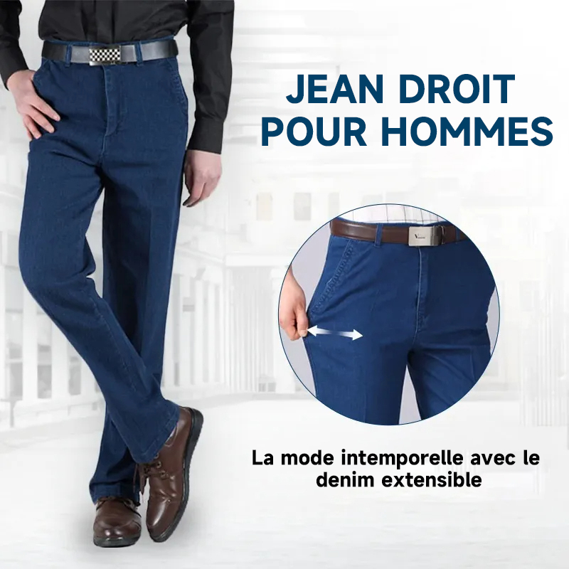 Mainine Dad Jeans - Jean Homme Taille Haute Coupe Droite Stretch