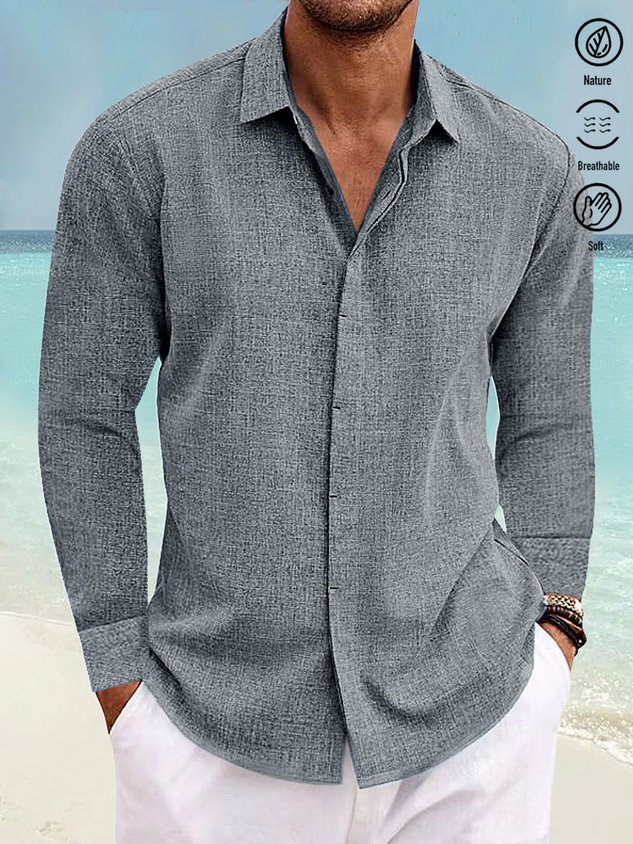 Royaura® Multi-color Basic Natural Fiber Plain Men's Button Down Short Sleeve Shirt