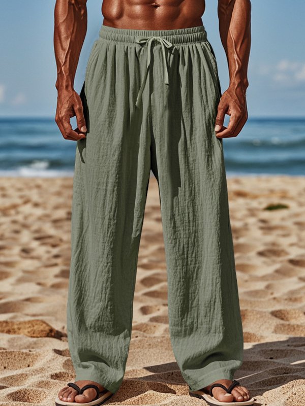 Mainine® Casual herenbroek met koord, rekbaar, met zakken - ideaal voor het strand en dagelijks gebruik
