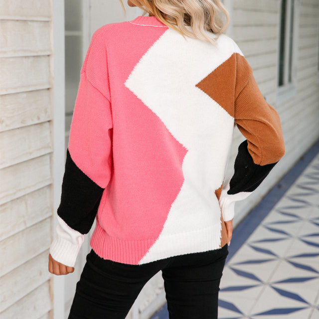 Casual trui met contrasterende kleuren