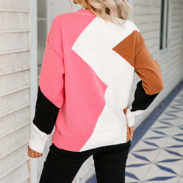 Casual trui met contrasterende kleuren