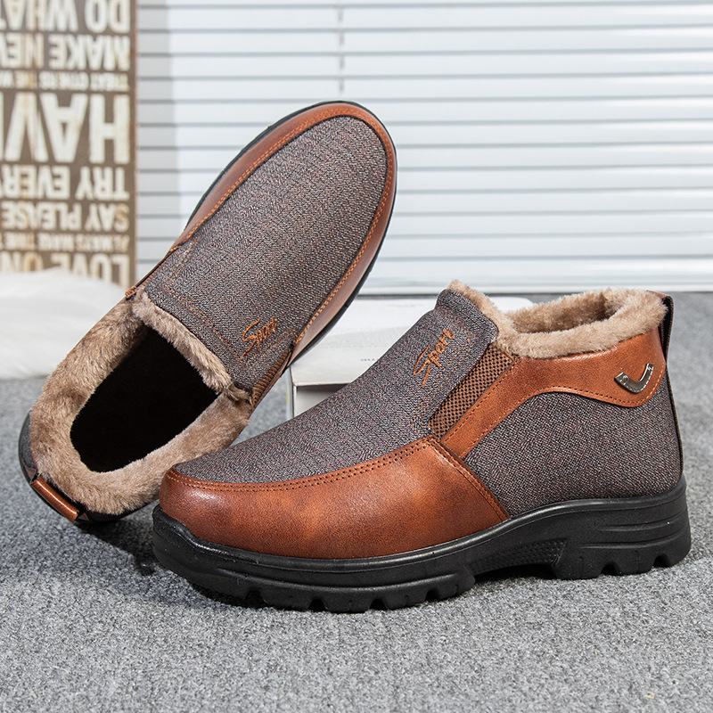 Men's Winter Fleece Waterproof Warm Non-Slip Orthopedic Shoes Snow Ankle Boots (Medical Certification)