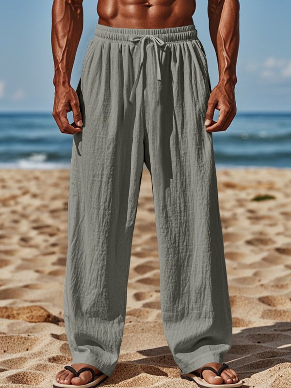 Mainine® Casual herenbroek met koord, rekbaar, met zakken - ideaal voor het strand en dagelijks gebruik