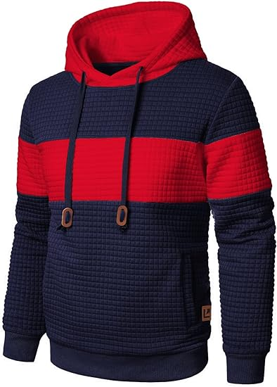 🔥Nouveau 2025🔥 Sweat à capuche à manches longues avec patchwork en plaid jacquard