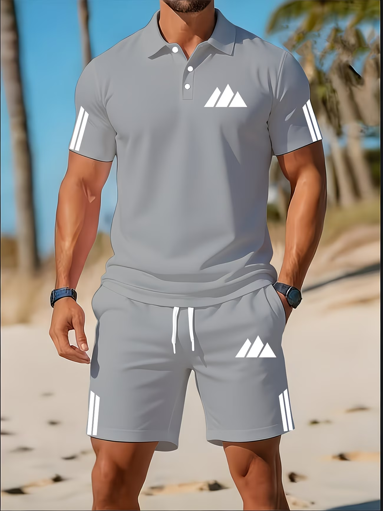 ⏰ Dernier jour : 50 % de réduction ! 🔥 - Ensemble sport homme avec polo et short slim