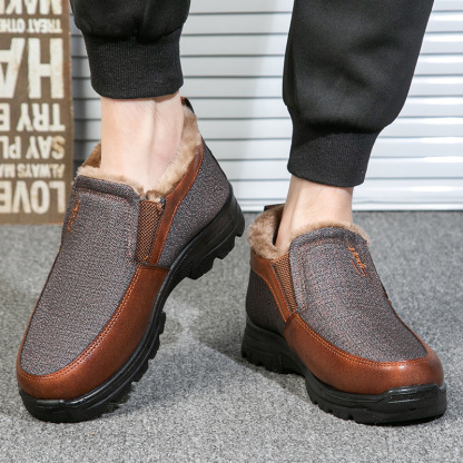 Men's Winter Fleece Waterproof Warm Non-Slip Orthopedic Shoes Snow Ankle Boots (Medical Certification)