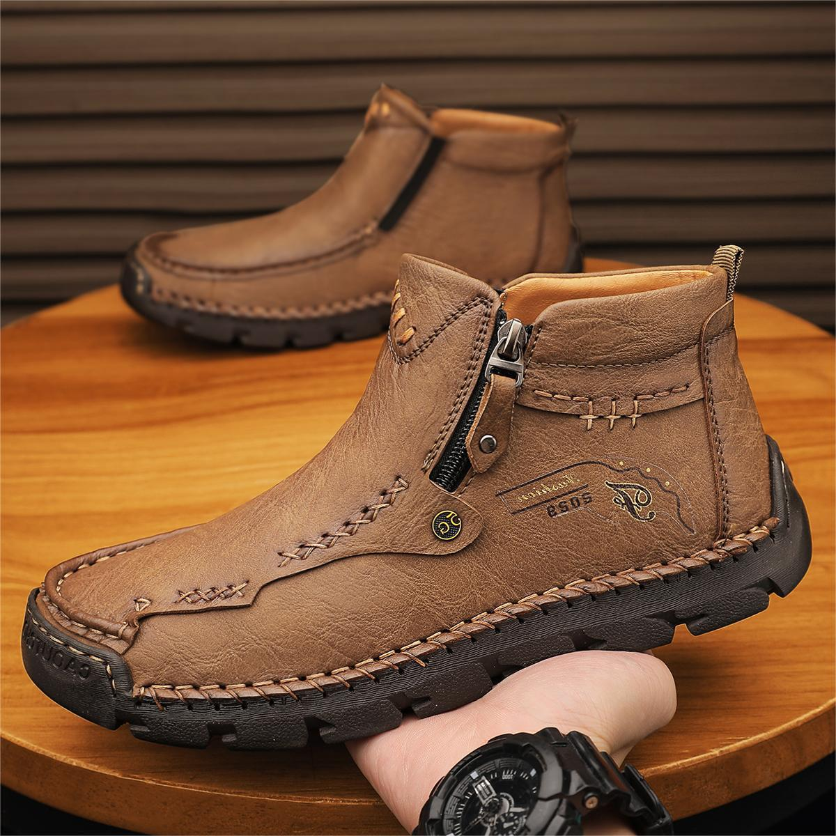 (🔥BLACK FRIDAY SALE - 70% OFF)Men's Casual Handmade Leather Boots - Prevent Foot Diseases