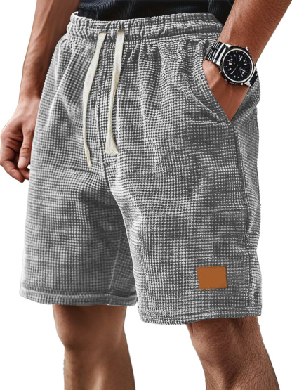 Korte comfortabele ribfluwelen broek voor mannen, casual pasvorm, ruim en comfortabel, met trekkoord