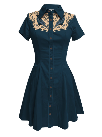 Oiseau et Fleurs - Robe 100 % Coton