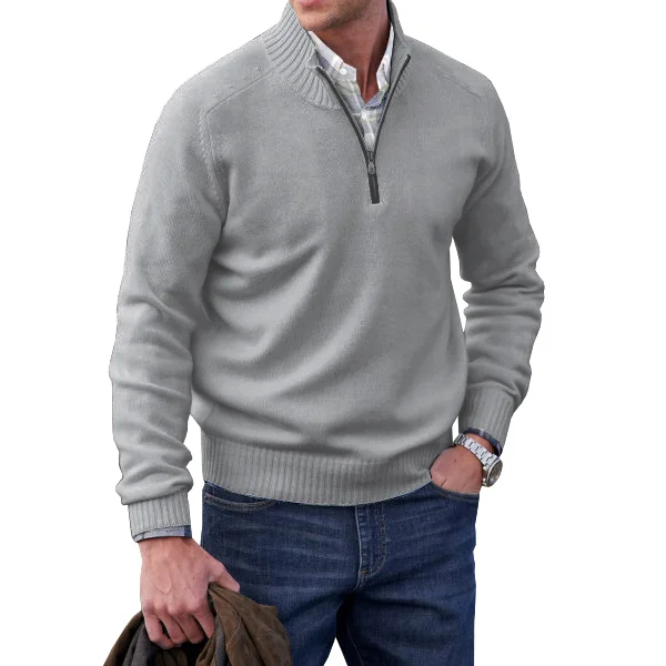 Heren cashmere ritsbasis pull, casual stijl, winter