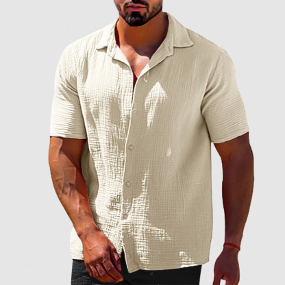 Chemise en coton texturée décontractée pour homme