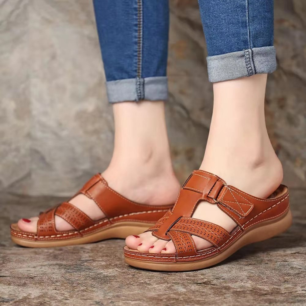LAATSTE DAG 49% KORTING - VROUWEN PREMIUM LEER ORTHOPEDISCHE SANDALEN