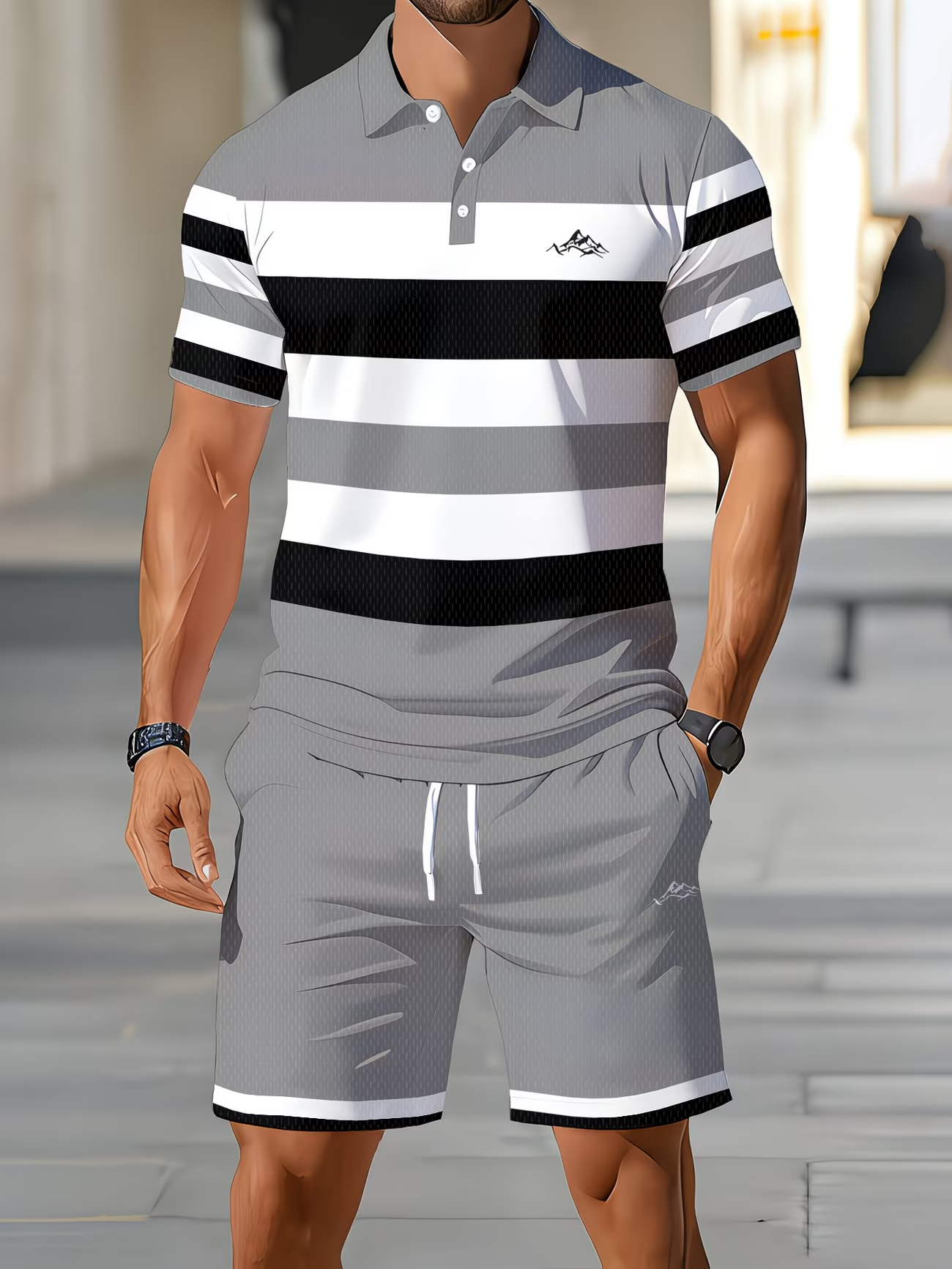⏰ Dernier jour : 50 % de réduction ! 🔥 Ensemble polo et short pour homme, idéal pour l’été