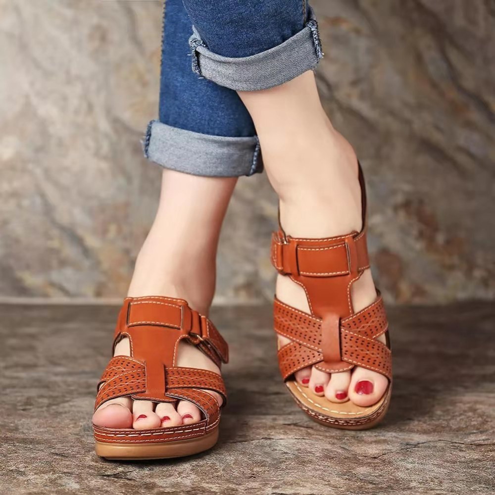 LAATSTE DAG 49% KORTING - VROUWEN PREMIUM LEER ORTHOPEDISCHE SANDALEN