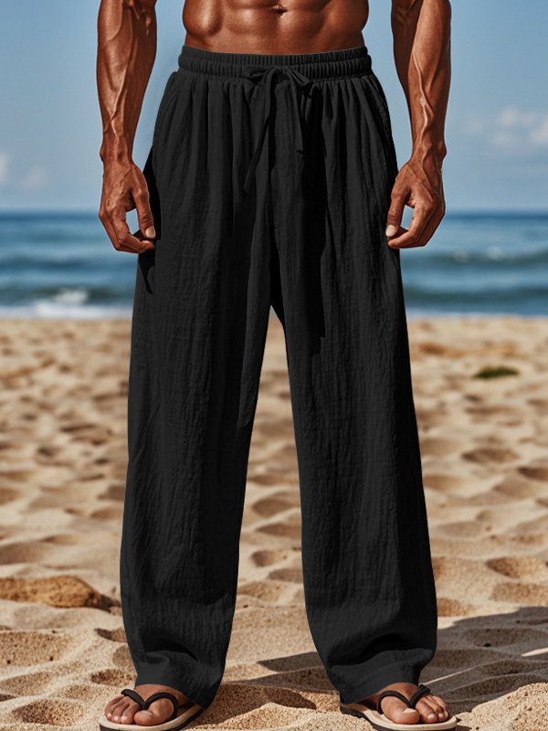 Mainine® Casual herenbroek met koord, rekbaar, met zakken - ideaal voor het strand en dagelijks gebruik