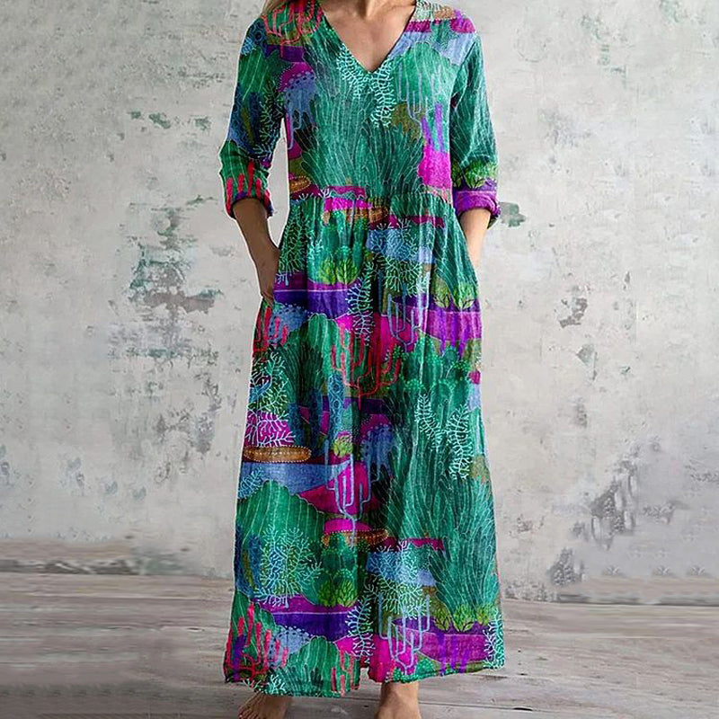 Vintage jurk met abstracte print