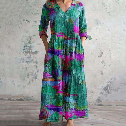 Vintage jurk met abstracte print