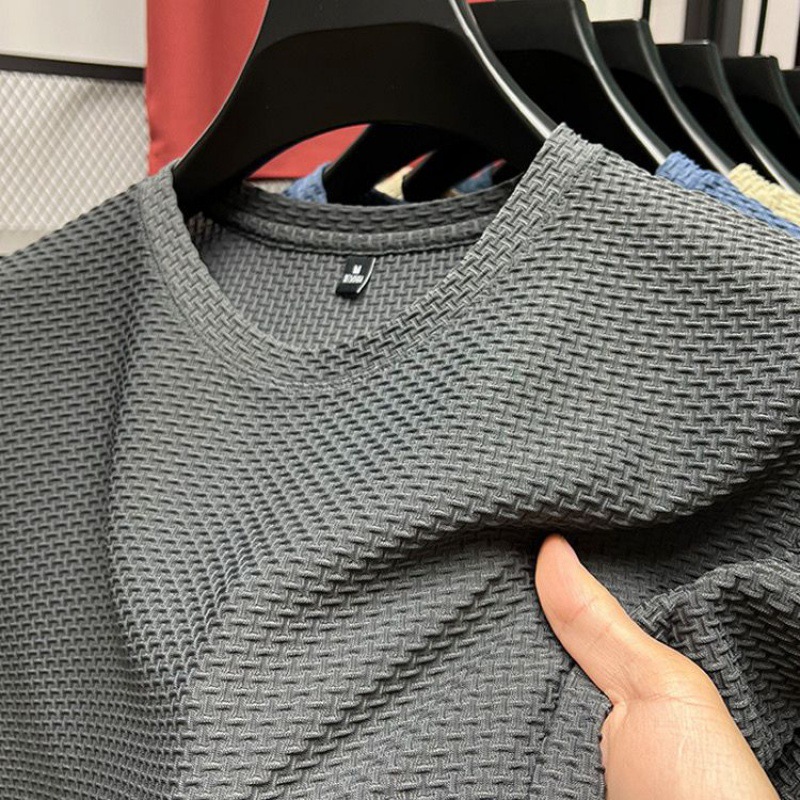 Comfortabele en ademende zomer T-shirt voor mannen van mesh, met korte mouwen en een ronde hals