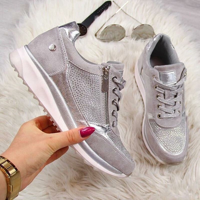 Vrouwen Wedges Ronde Neus Casual Sneakers, Comfortabele Orthopedische Wandelschoenen