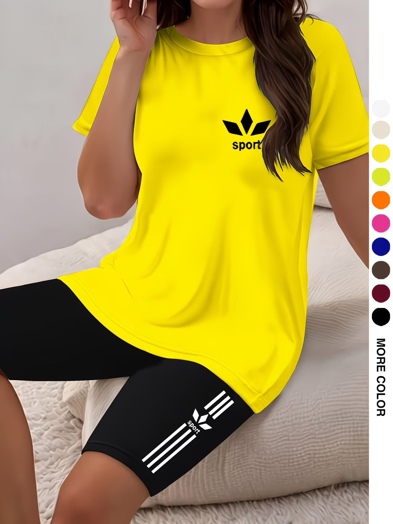 ⏰ Dernier jour : 50 % de réduction ! 🔥 – Ensemble de sport femme avec t-shirt et short cycliste pour l’été
